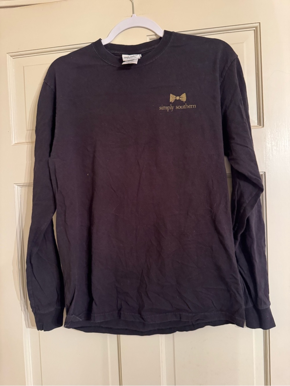 Simply Southern Long Sleeve Tee in Black with Gold Logo